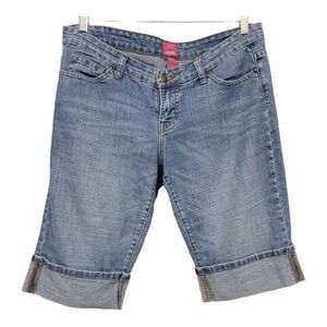 Drew The Limited Womens Denim Bermuda Shorts Blue Stretch Cuffed Hem 10
